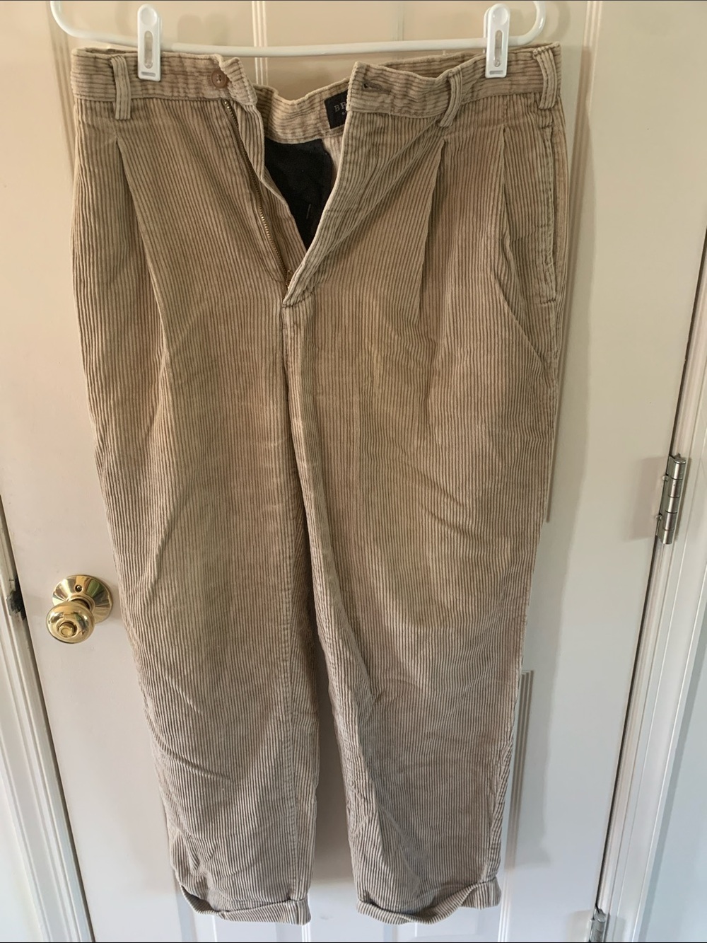 Men's Taupe Corduroy Pants - Relaxed Straight Fit